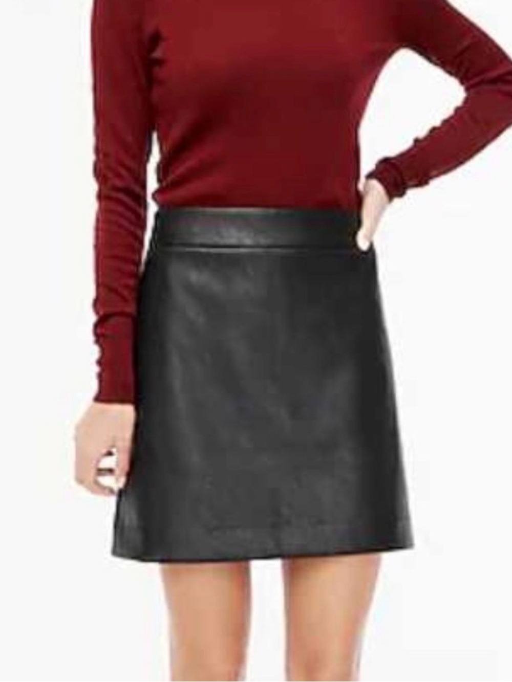 J. Crew Black Faux Leather A-Line Mini Skirt